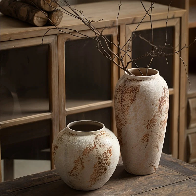 Retro Ceramic Flowerpot, Spotted Plant Pot, Classic Glazed Pot for Indoor Plants