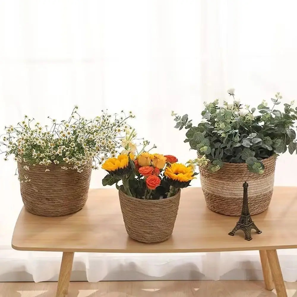 Rattan Planter Basket, Woven Plant Pot Cover, Natural Basket for Indoor Plants