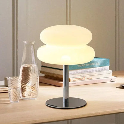 Macaron Glass Table Lamp, Dimmable Bedside Lamp, Eye Caring Light for Study and Bedroom