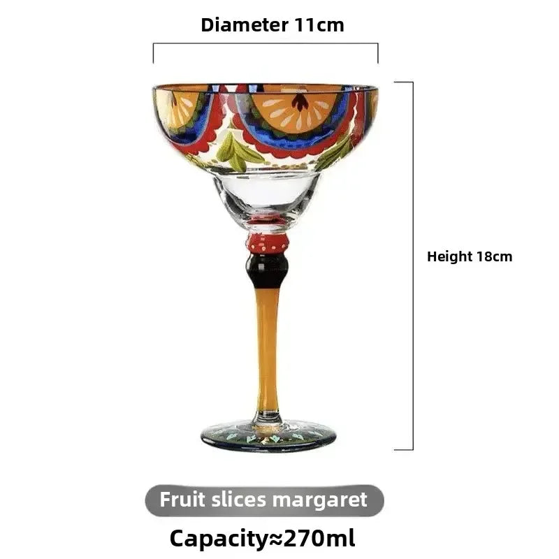 Cocktail Glasses Set, Colored Coupe Glassware, Barware for Home Entertaining