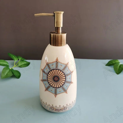 Ceramic Soap Dispenser Bottle, Hand Soap Pump, Vanity Accent for Bathroom and Kitchen