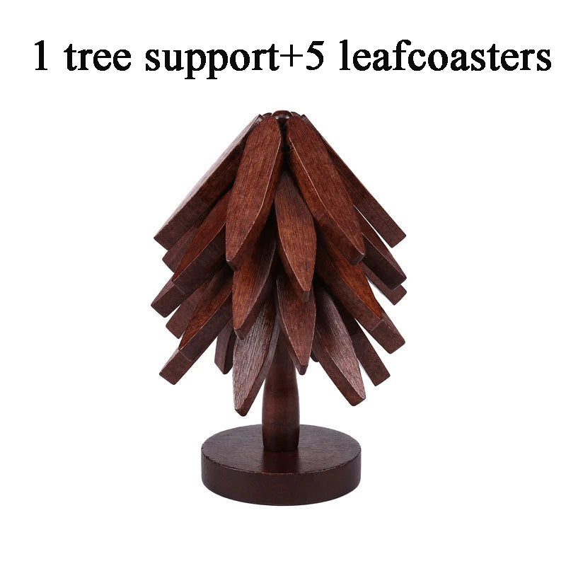 Wooden Trivet Set, Kitchen Hot Pad Holder, Tree Shape Pot Stand