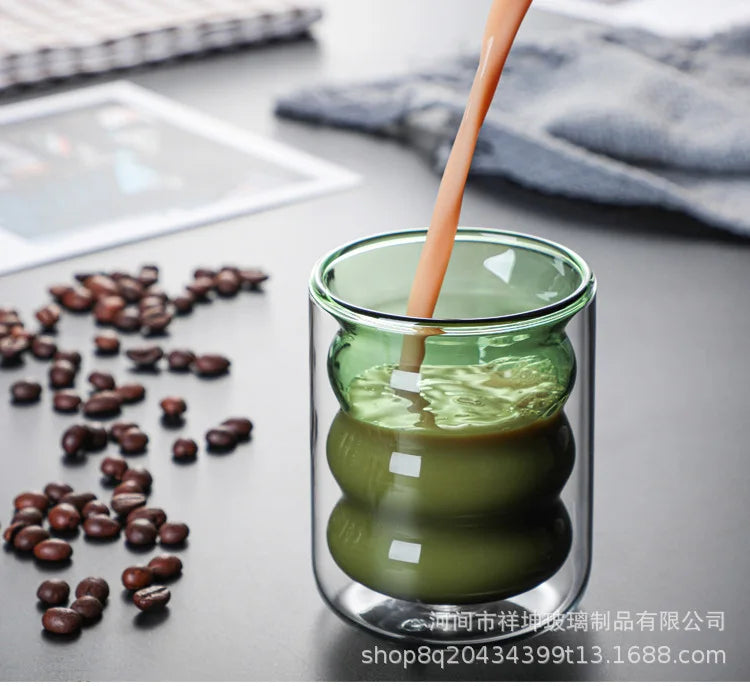 Double Wall Glass Cup, Insulated Coffee Mug, Borosilicate Glassware for Tea and Latte