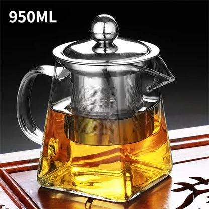 Glass Teapot with Infuser, Loose Leaf Tea Pot, Heat Resistant Borosilicate Server