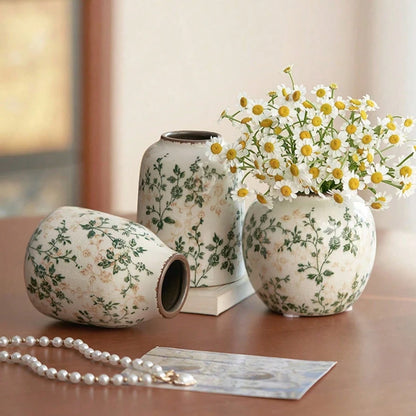 Crackle Glaze Ceramic Vase, Handmade Bohemian Flower Vase, Textured Table Decor