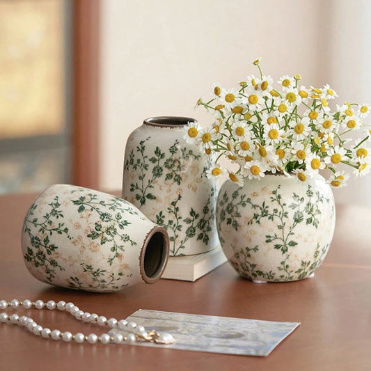Crackle Glaze Ceramic Vase, Handmade Bohemian Flower Vase, Textured Table Decor