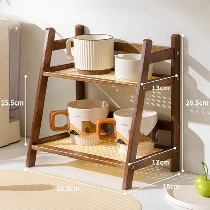 Bamboo Storage Rack, 2-Tier Shelf Organizer, Freestanding Kitchen and Bathroom Storage