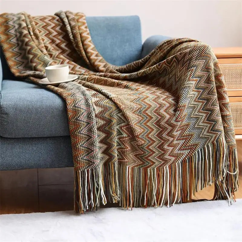 Hand Knitted Throw Blanket, Chunky Knit Throw, Cozy Layer for Sofa and Armchair