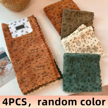 Floral Dishwashing Cloth Set, Reusable Dish Cloths, Absorbent Kitchen Cleaning Towels