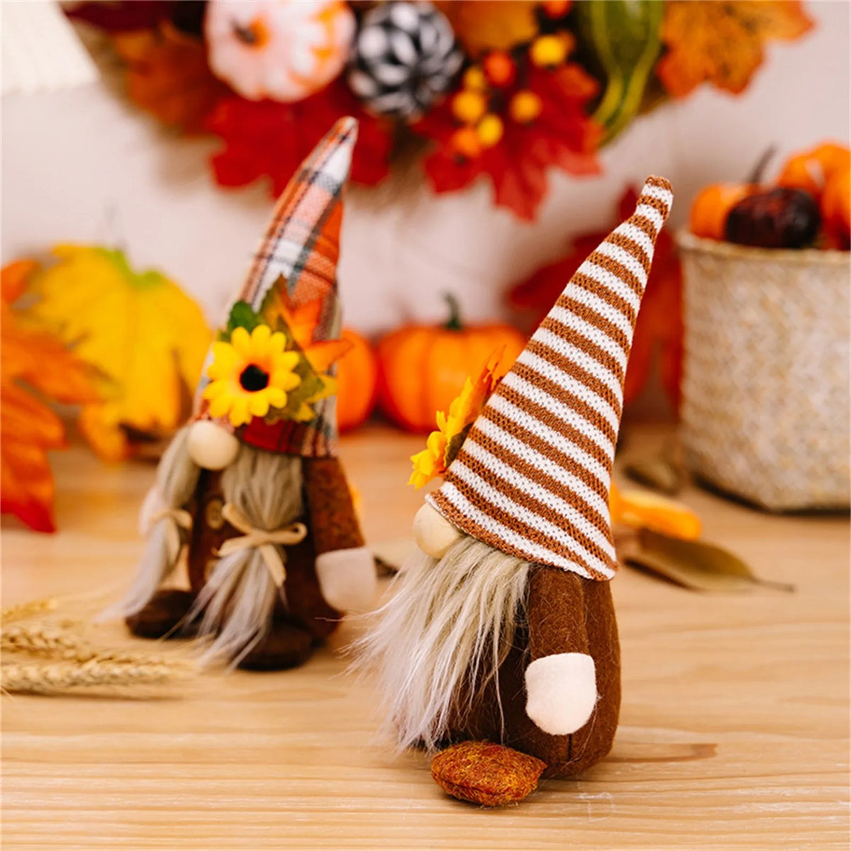 Autumn Gnome Ornament, Faceless Plush Gnome, Harvest Shelf and Mantel Decor