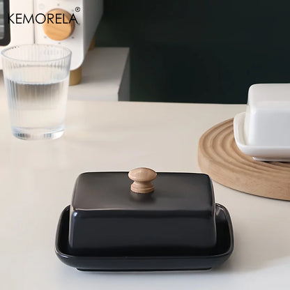 Ceramic Butter Dish with Lid, Covered Butter Keeper, Lidded Server for the Table