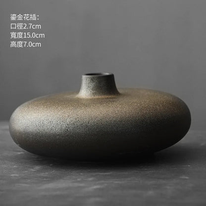 Black Terracotta Vase, Matte Ceramic Flower Vase, Modern Mantel and Console Decor