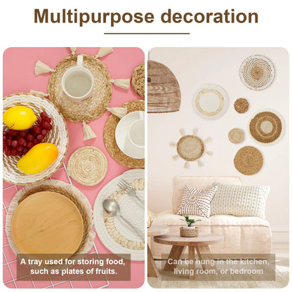 Woven Wall Basket Set, Hanging Wall Decor, 7-Piece Boho Basket Gallery for the Bedroom