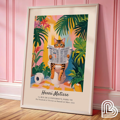 Black Cat Bathroom Wall Art Print, Funny Bathroom Poster, Powder Room Wall Decor