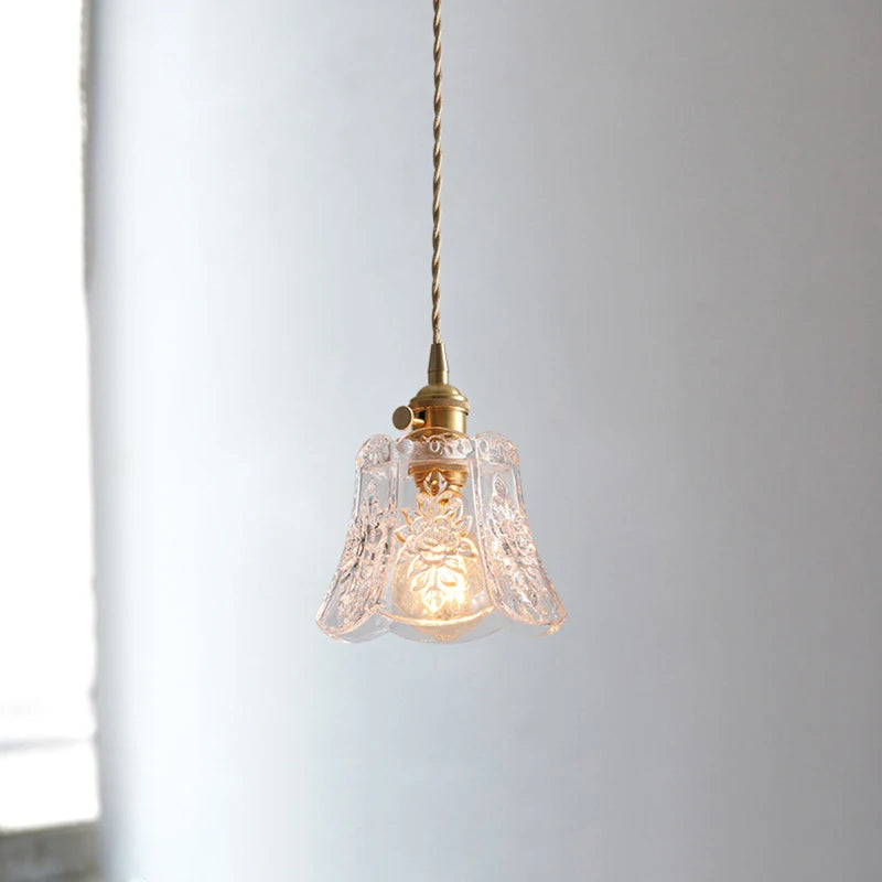 Nordic Flower Glass Pendant Light, Hanging Ceiling Lamp, Petal Shade for Kitchen Islands