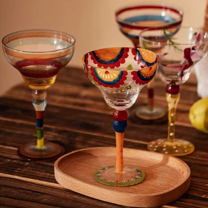 Cocktail Glasses Set, Colored Coupe Glassware, Barware for Home Entertaining