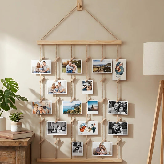 Hanging Photo Display Holder, Picture Display Rack, Wall Decor for Photos and Prints