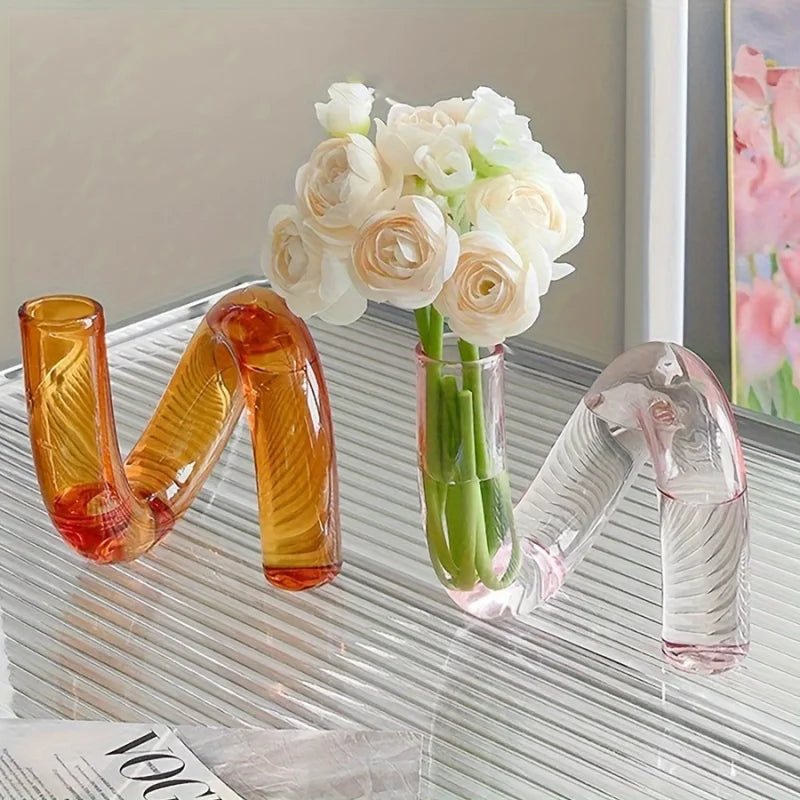 Sculptural Glass Vase, Irregular Bud Vase, Handblown Accent for Console Styling