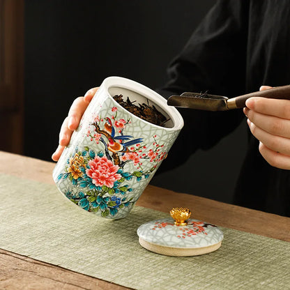 European Ceramic Storage Jar, Kitchen Canister with Lid, Pantry Storage Container