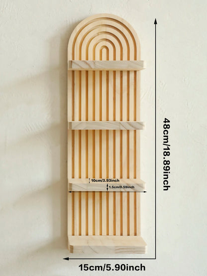 Wooden Wall Shelf, Geometric Floating Shelves, Natural Wood Boho Wall Decor