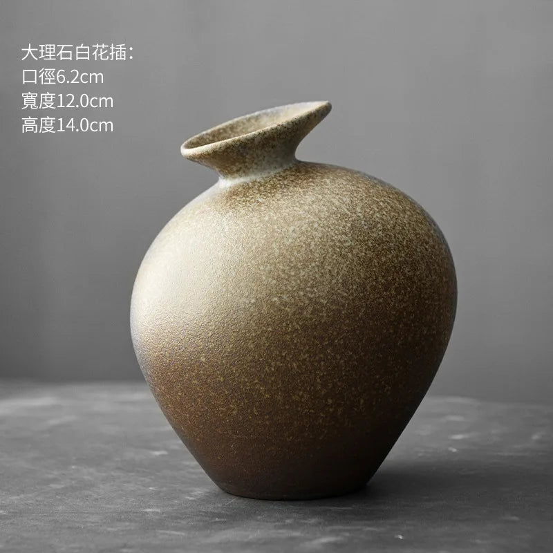 Black Terracotta Vase, Matte Ceramic Flower Vase, Modern Mantel and Console Decor