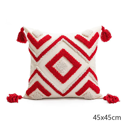 Bohemian Embroidered Cushion Cover, Boho Pillow Cover, Textured Accent for Sofa and Bed