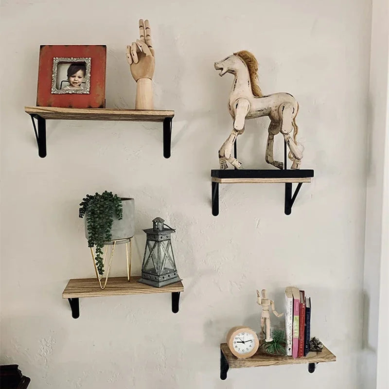 Wooden Floating Wall Shelf, Wall Mounted Shelf, Display Ledge for Living Room and Hall